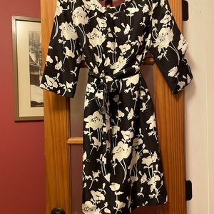 Kate spade black and white silk belted dress 8